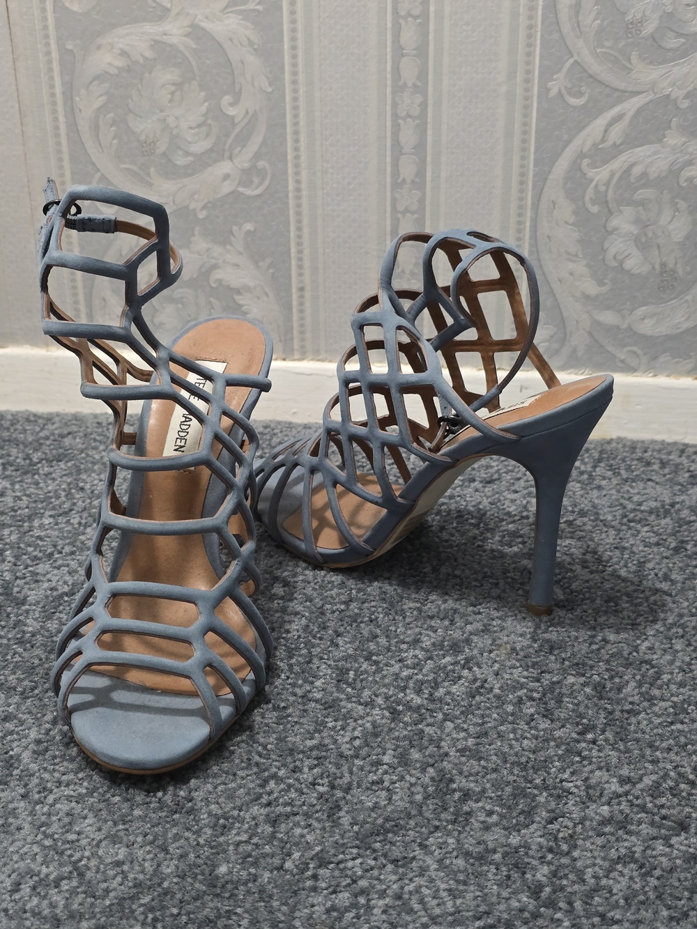 Steve Madden Dusty Blue Strappy Cage Heels